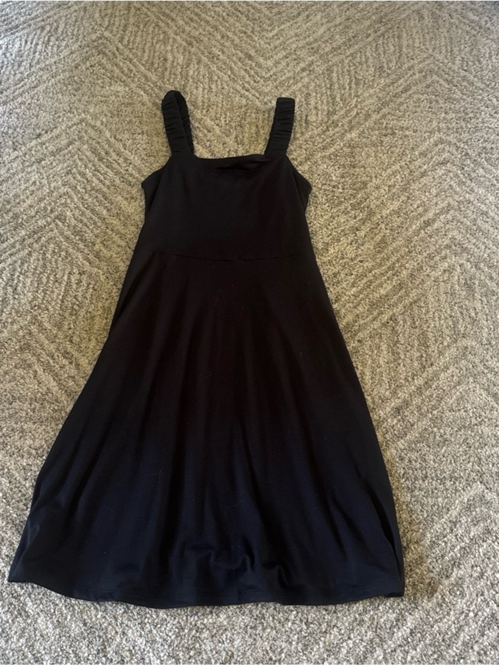 Dell Black Midi Dress with Ruched Straps